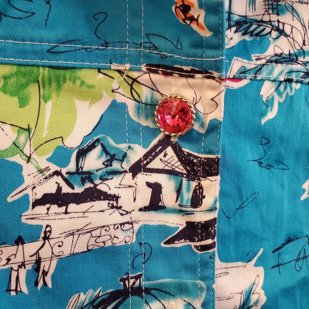 Susan Graver Style 1X colorful artsy vibrant Shirt Jacket Resort Beach Tropical - Picture 3 of 13